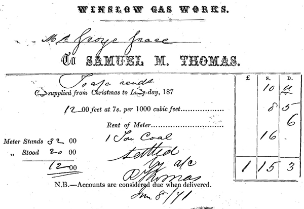 Bill from Winslow Gas Works